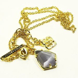 KENDRA SCOTT Cory Yellow Gold Plated  Gray Cat's Eye Pendant Necklace